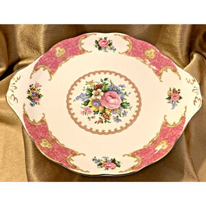 Royal Albert Lady Carlyle Handled Cake Plate 9" Gilded ENGLAND MADE - Pristine